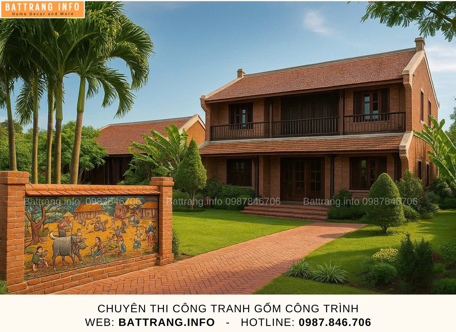 Tranh Gốm Ghép Mảnh Trang Trí Sân Vườn Gốm Bát Tràng