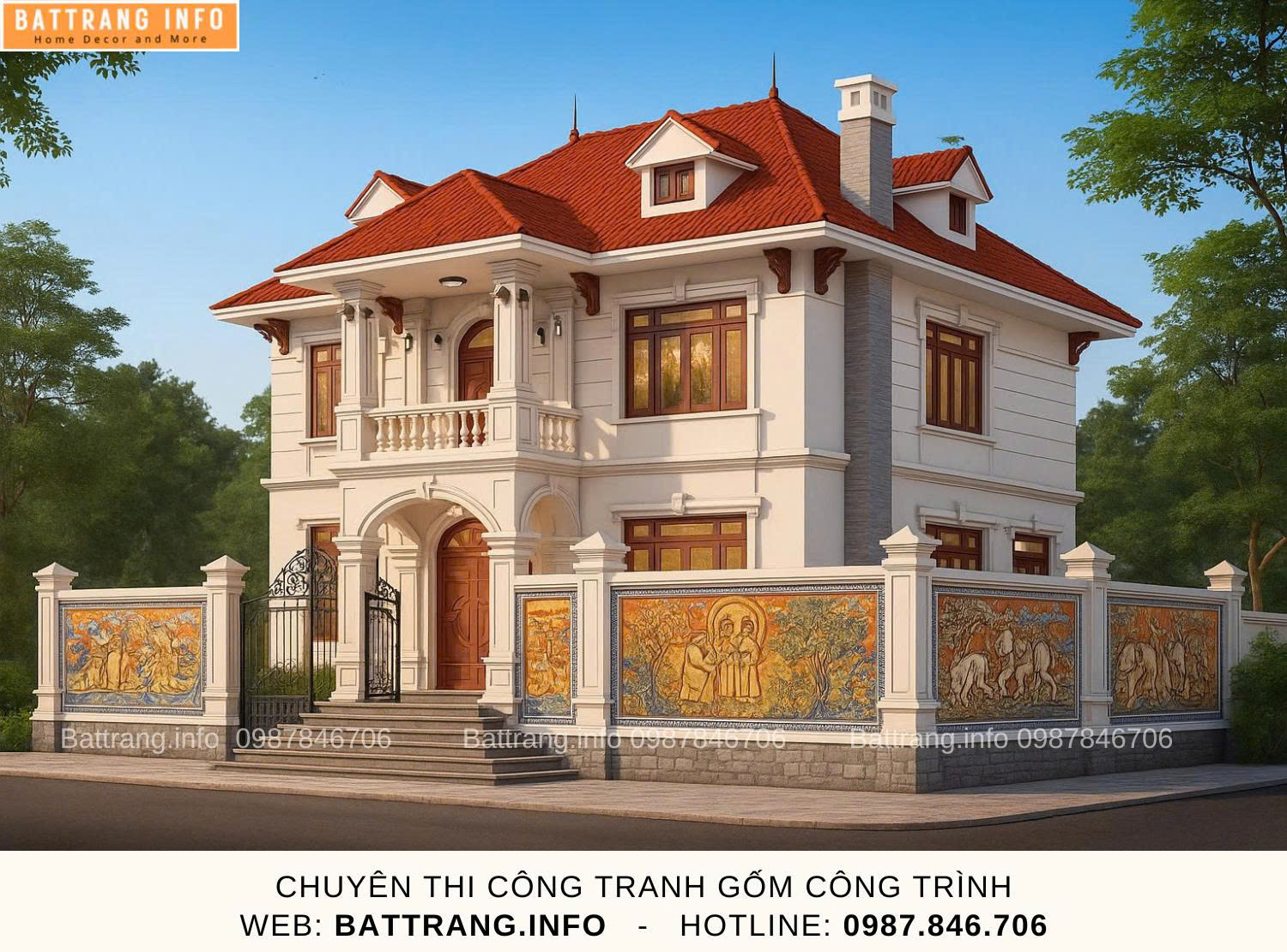 Tranh Gốm Ghép Mảnh Trang Trí Sân Vườn Gốm Bát Tràng