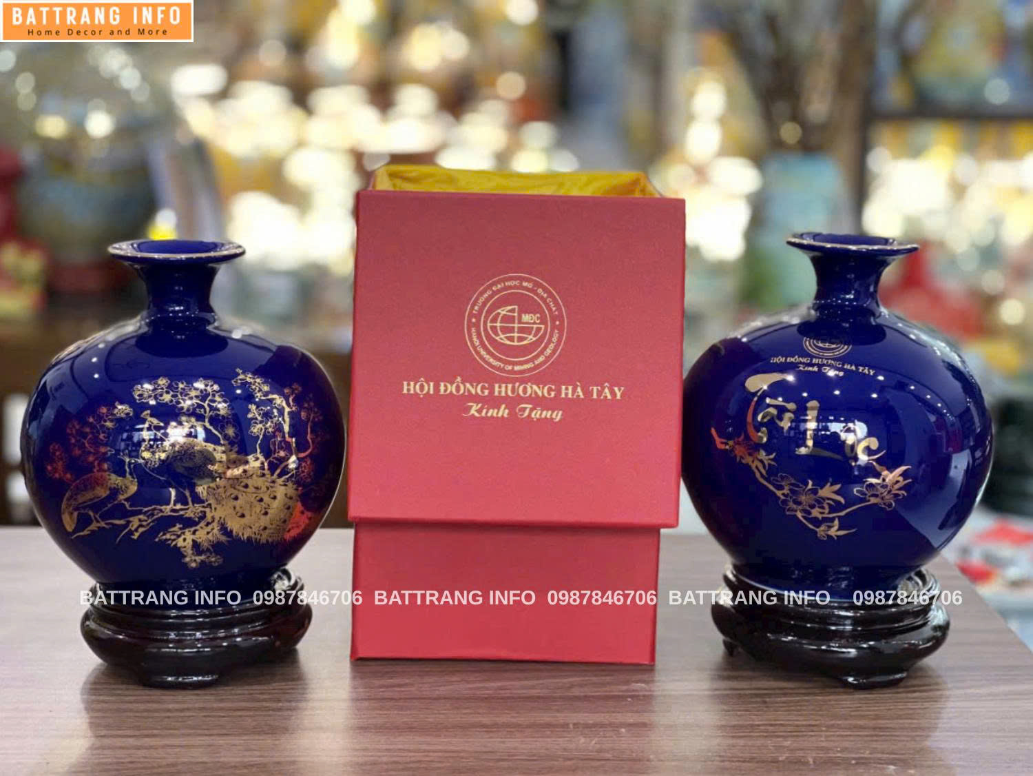 Bình Hút Lộc Vẽ Vàng Kim In Logo
