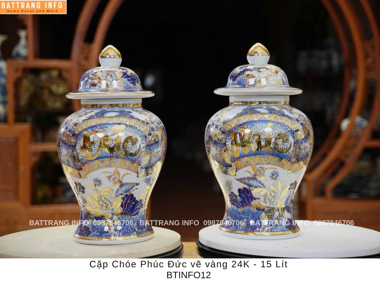 Cặp Choé Phúc Đức Vẽ Vàng 24k - 15 Lít