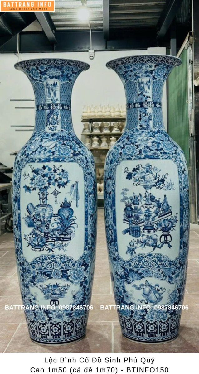 Lộc Bình Cổ Đồ Sinh Phú Quý Cao 1m70 Cả Đế