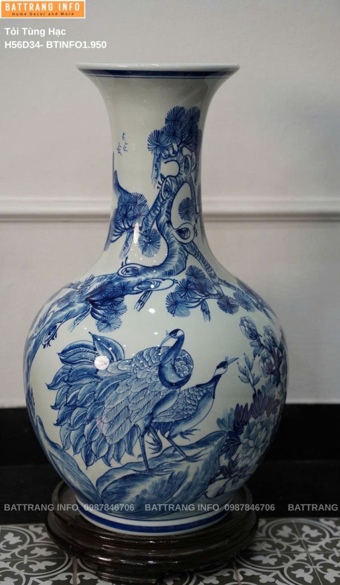 Tỏi Tùng Hạc Vẽ Tay Cao 56cm – Vật Phẩm Phong Thủy Được Nhiều Người Ưa Chuộng