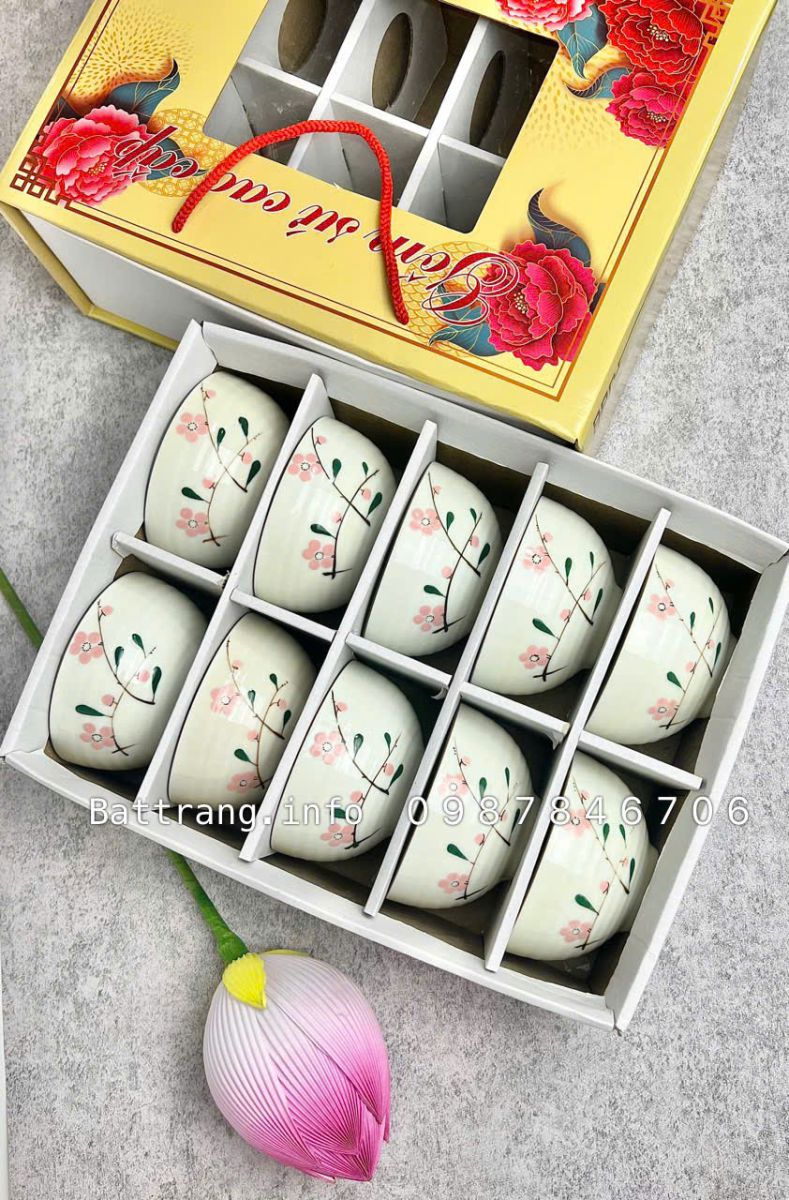 Set 10 Bát Cơm + Hộp Sang Trọng Cao Cấp Bát Tràng – Quà Tặng Đẳng Cấp Cho Mọi Dịp