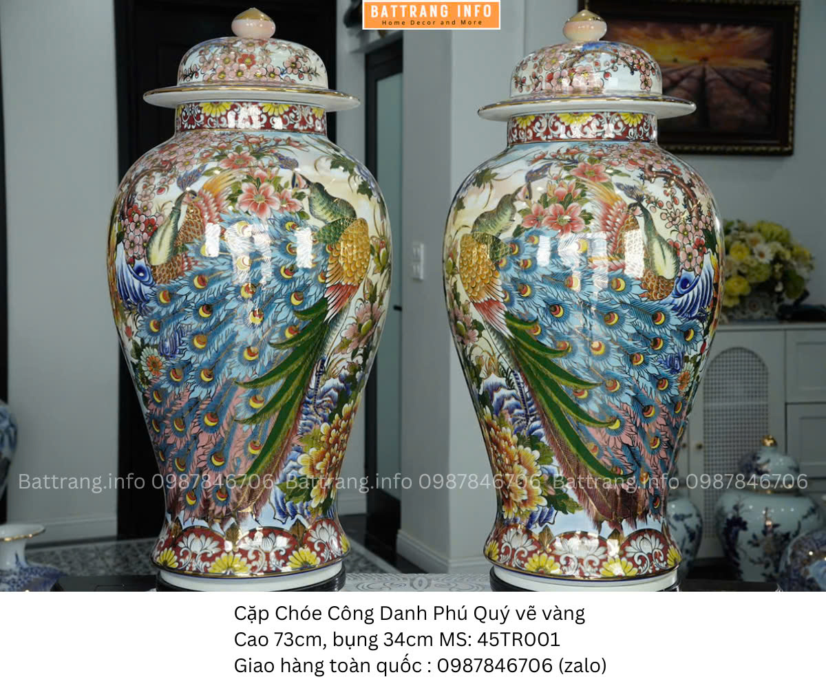 Cặp Choé Công Danh Phú Quý Vẽ Vàng Cao 73cm – Tôn Vinh Giá Trị Truyền Thống – Gửi Trọn Vẹn Ý Nghĩa Phong Thủy
