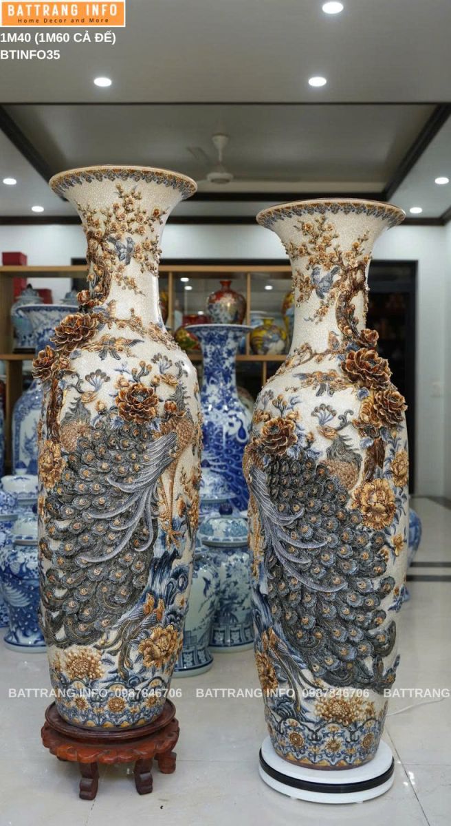 LỘC BÌNH “CÔNG DANH PHÚ QUÝ” MEN RẠN ĐẮP NỔI CAO CẤP – TINH HOA GỐM SỨ BÁT TRÀNG