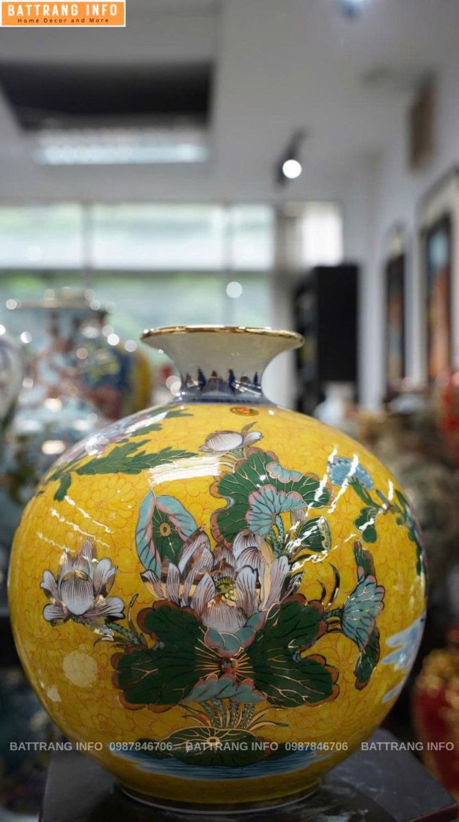 Bình Hút Lộc Tam Đa Phúc Lộc Thọ Vẽ Vàng 24K Cao 35cm 2