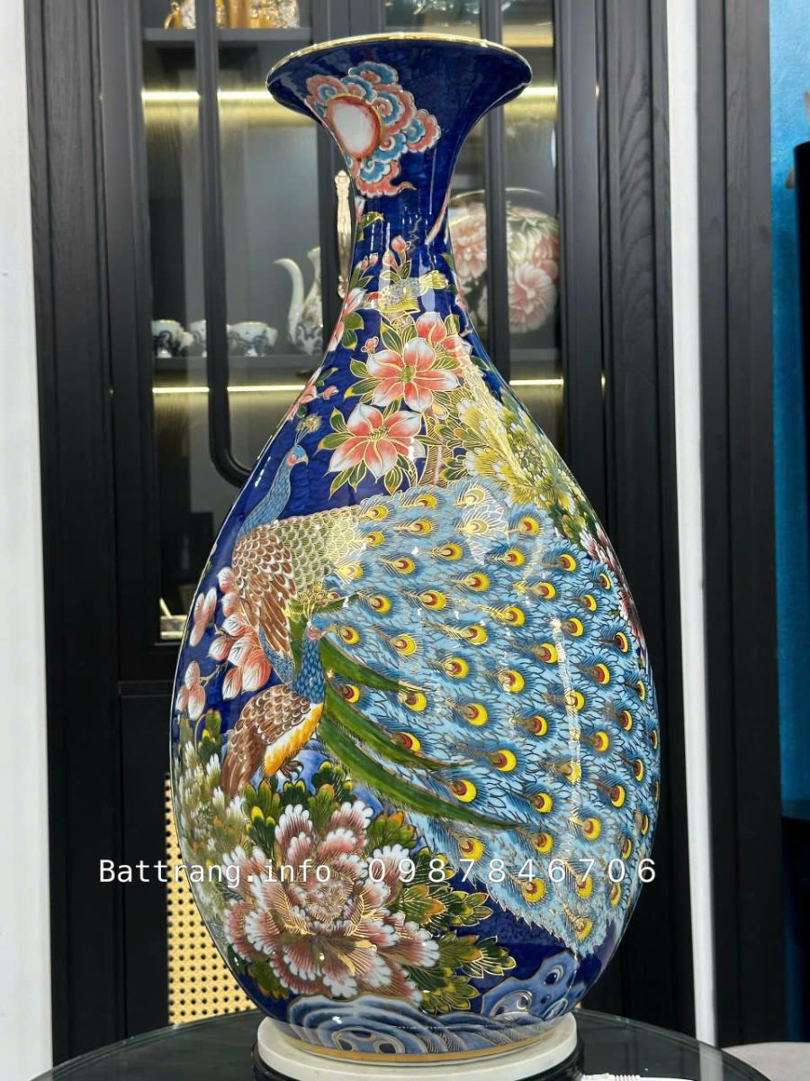 BÌNH TỲ BÀ CÔNG DANH PHÚ QUÝ VẼ VÀNG 24K CAO 70CM – TÁC PHẨM NGHỆ THUẬT ĐẲNG CẤP TỪ BÁT TRÀNG