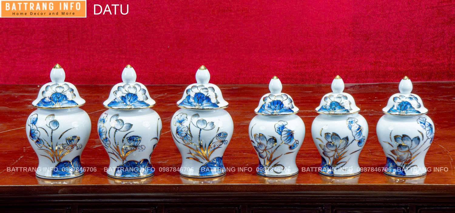 Choé Hoa Sen Vẽ Vàng 24K Cao Cấp Bát Tràng