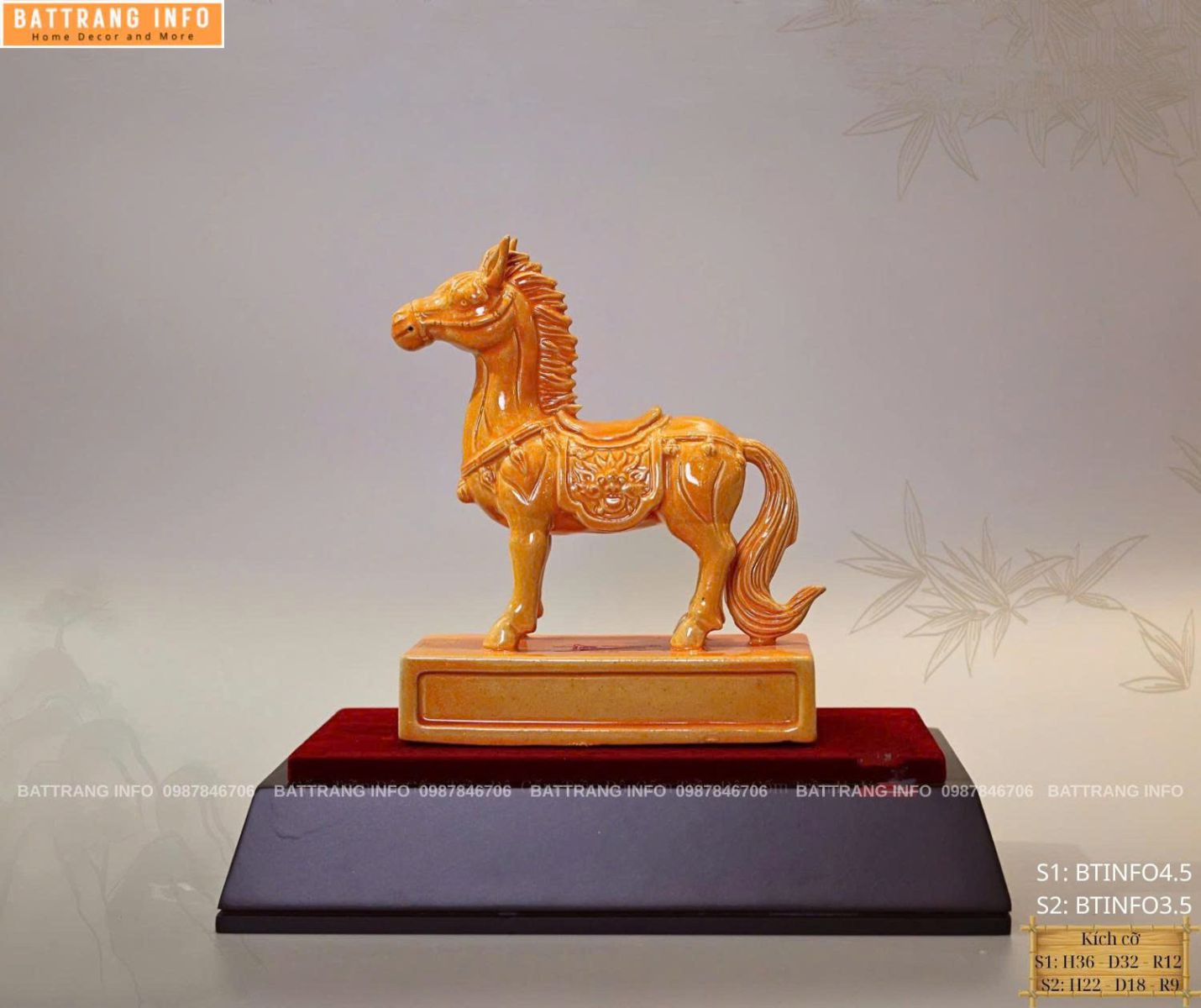 Linh Vật Năm 2026 Sứ Bát Tràng Vẽ Vàng 24k