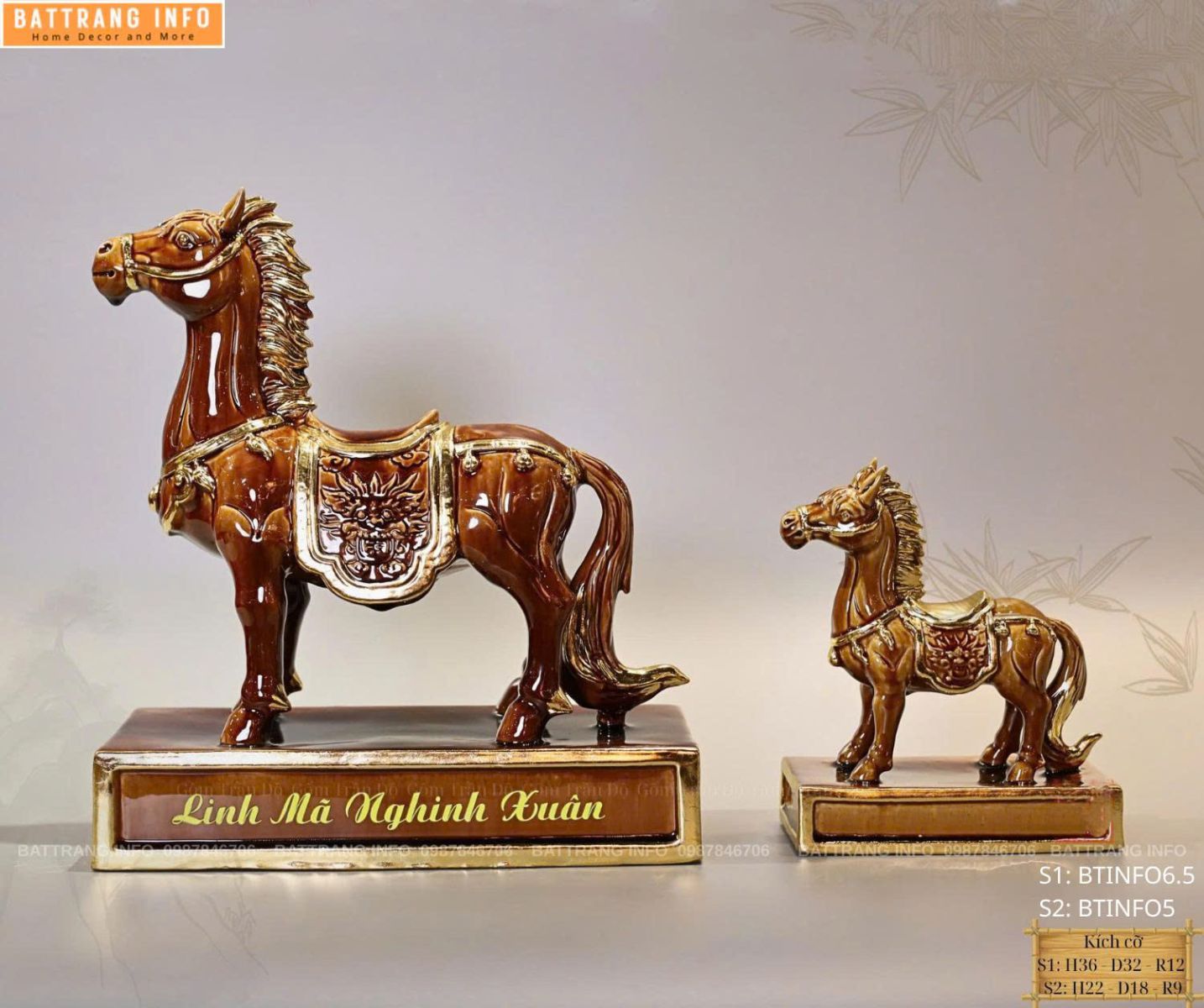 Linh Vật Năm 2026 Sứ Bát Tràng Vẽ Vàng 24k