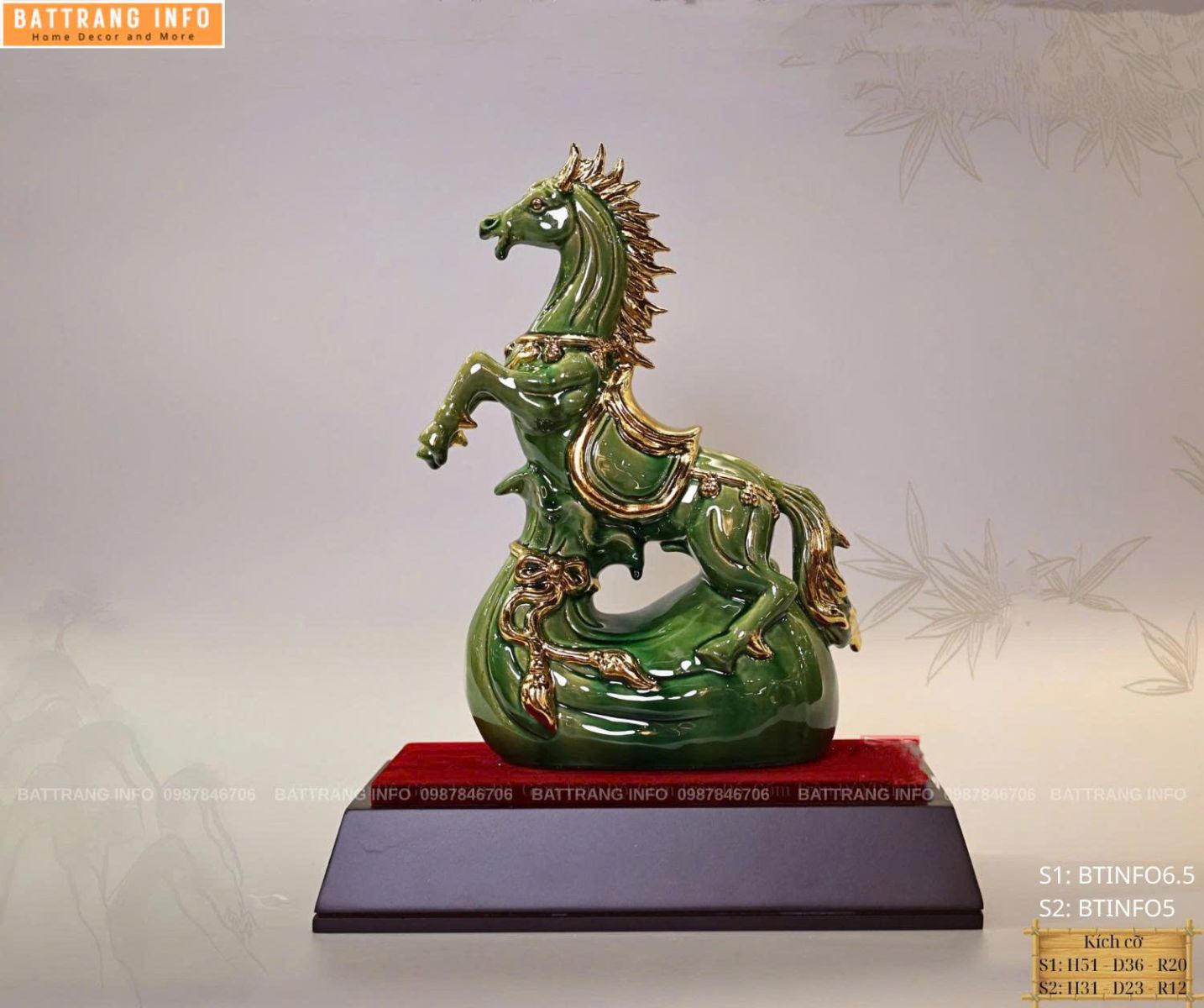 Linh Vật Năm 2026 Sứ Bát Tràng Vẽ Vàng 24k