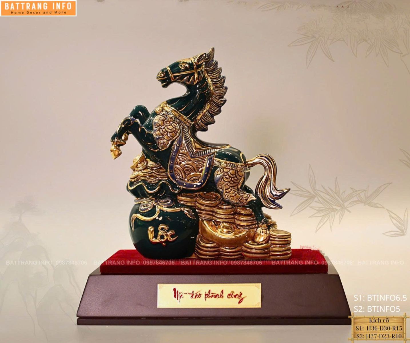 Linh Vật Năm 2026 Sứ Bát Tràng Vẽ Vàng 24k