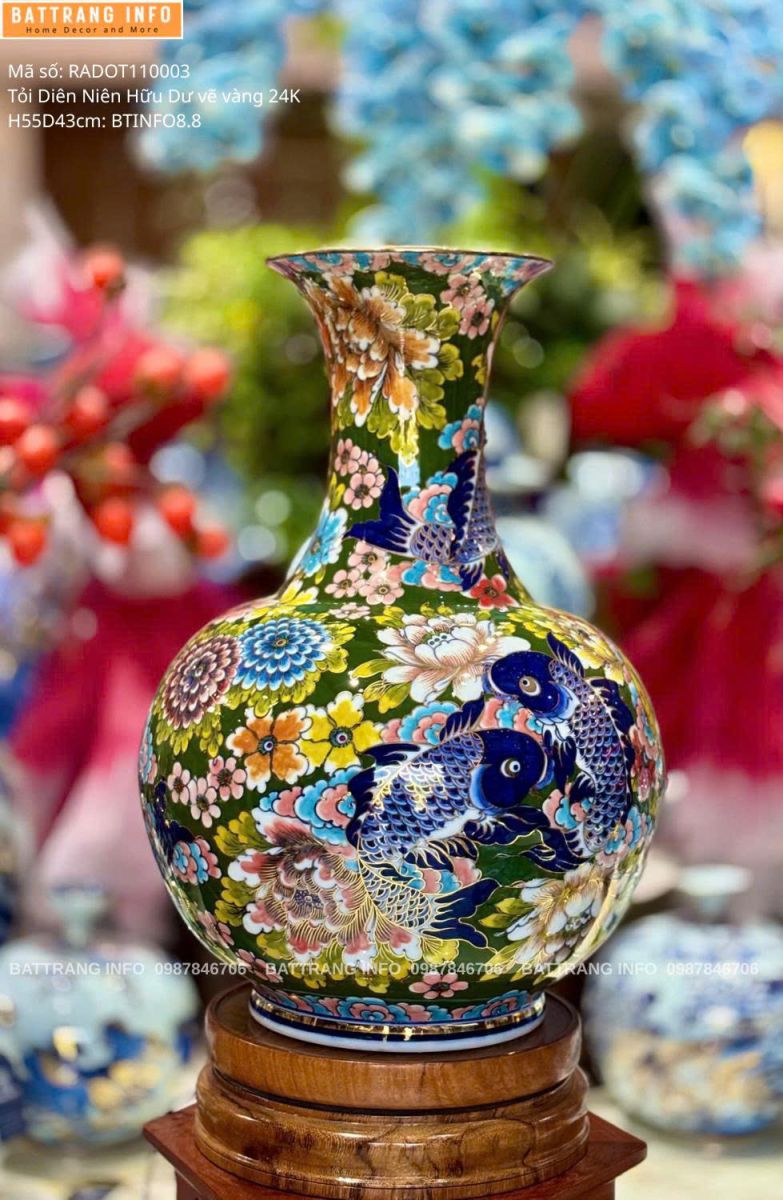 Tỏi Diên Niên Hữu Dư vẽ vàng 24k cao 55cm