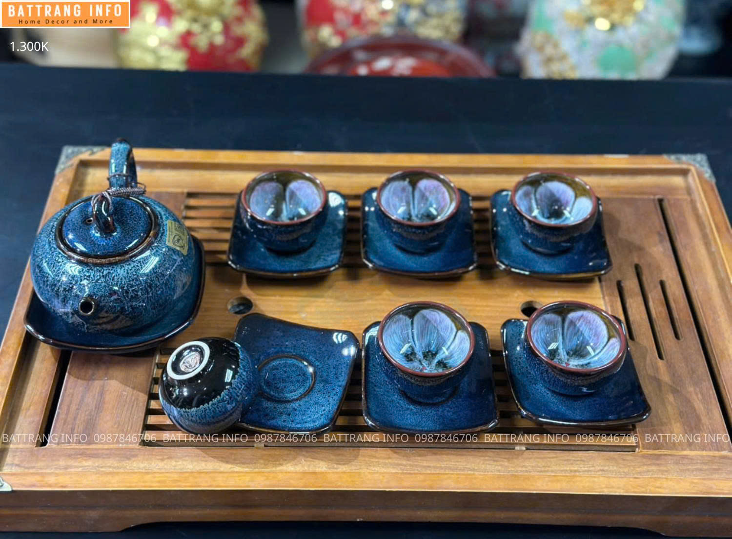 Bộ Ấm Chén Men Hoả Biến Cao Cấp Bát Tràng
