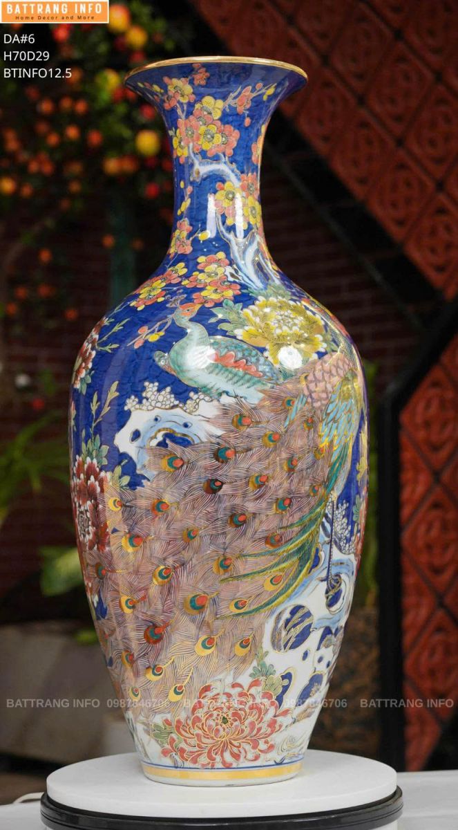 Bảo Bình Công Danh Phú Quý Cao 70cm – Vẽ Vàng 24K Cao Cấp Bát Tràng