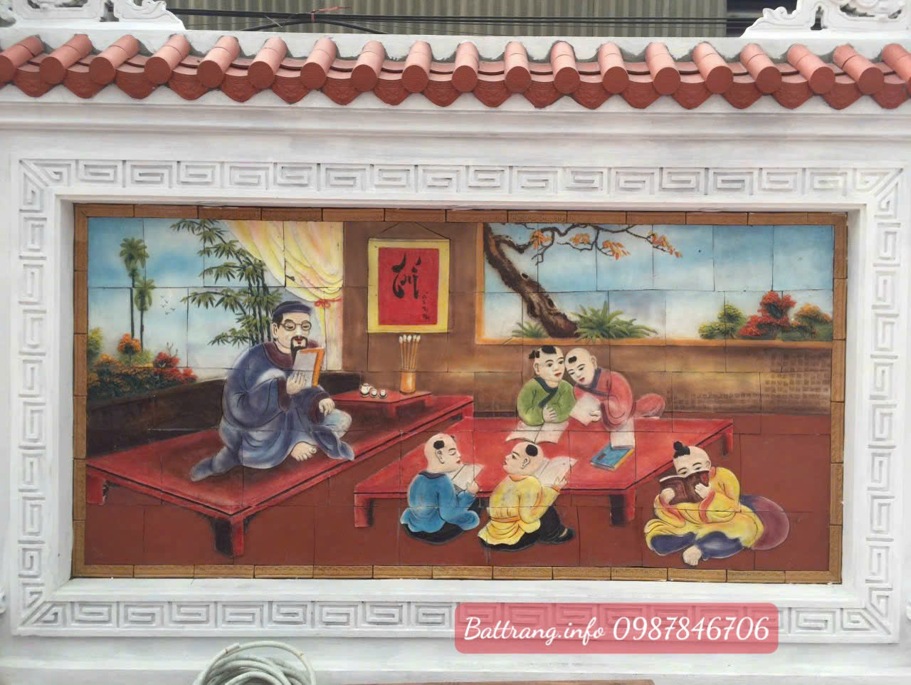 Tranh Gốm Ghép Mảnh Trang Trí Sân Vườn Cao Cấp Bát Tràng