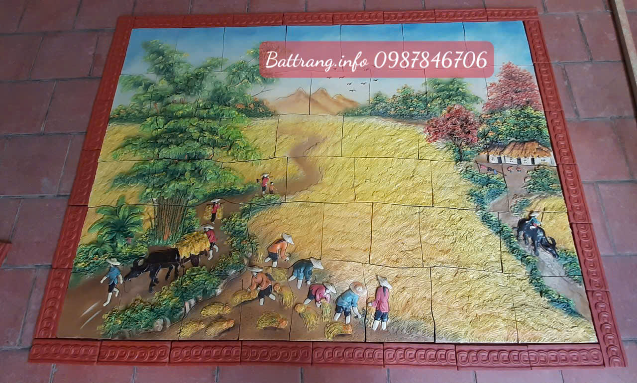 Tranh Gốm Ghép Mảnh Trang Trí Sân Vườn Cao Cấp Bát Tràng