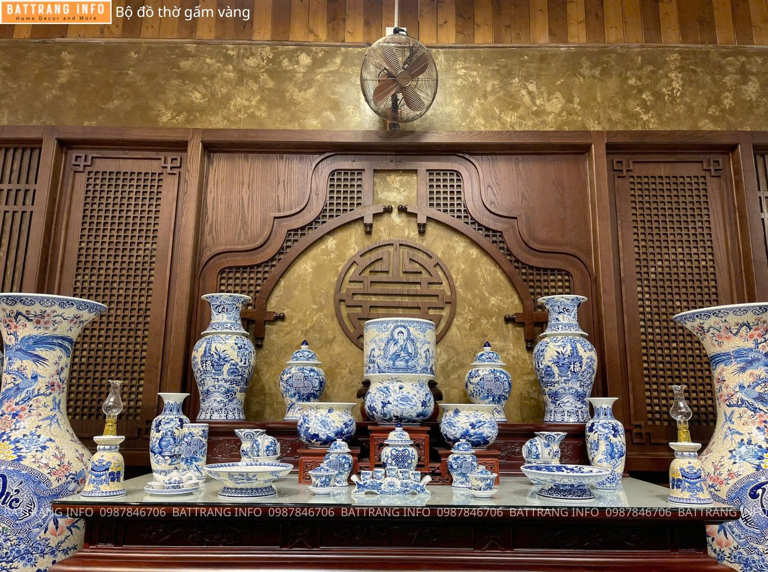 Bộ Đồ Thờ Gấm Vàng Cao Cấp Bát Tràng – Tinh Hoa Tâm Linh Việt