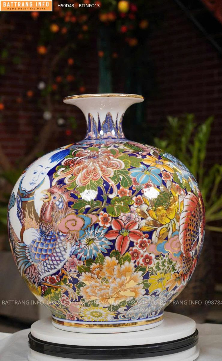 Bình Hút Lộc Vinh Hoa Phú Quý Cao 50cm Vẽ Vàng 24K Cao Cấp Bát Tràng