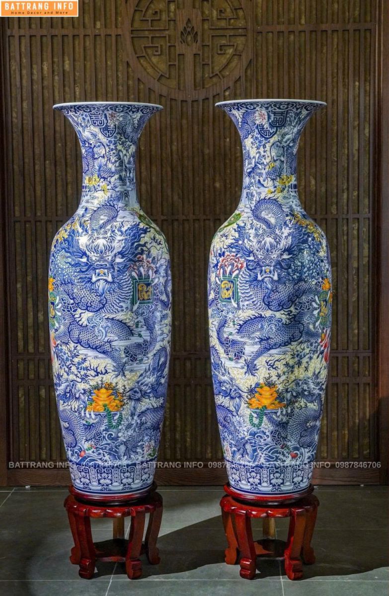 Lộc Bình Ngũ Long Men Lam Khử VIP