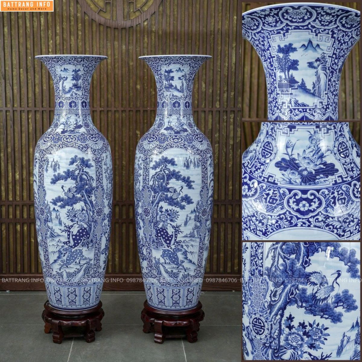 Lộc Bình Tứ Cảnh Vân Mây Khử VIP Cao Cấp Bát Tràng