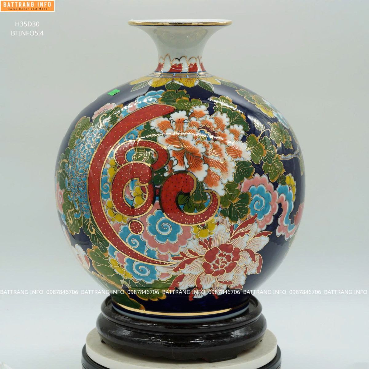 Bình Hút Tài Lộc Cá Hoa Vẽ Vàng 24K Cao 35cm – Thu Hút Tài Lộc – Giữ Vượng Khí – Gia Tăng May Mắn Cho Gia Chủ