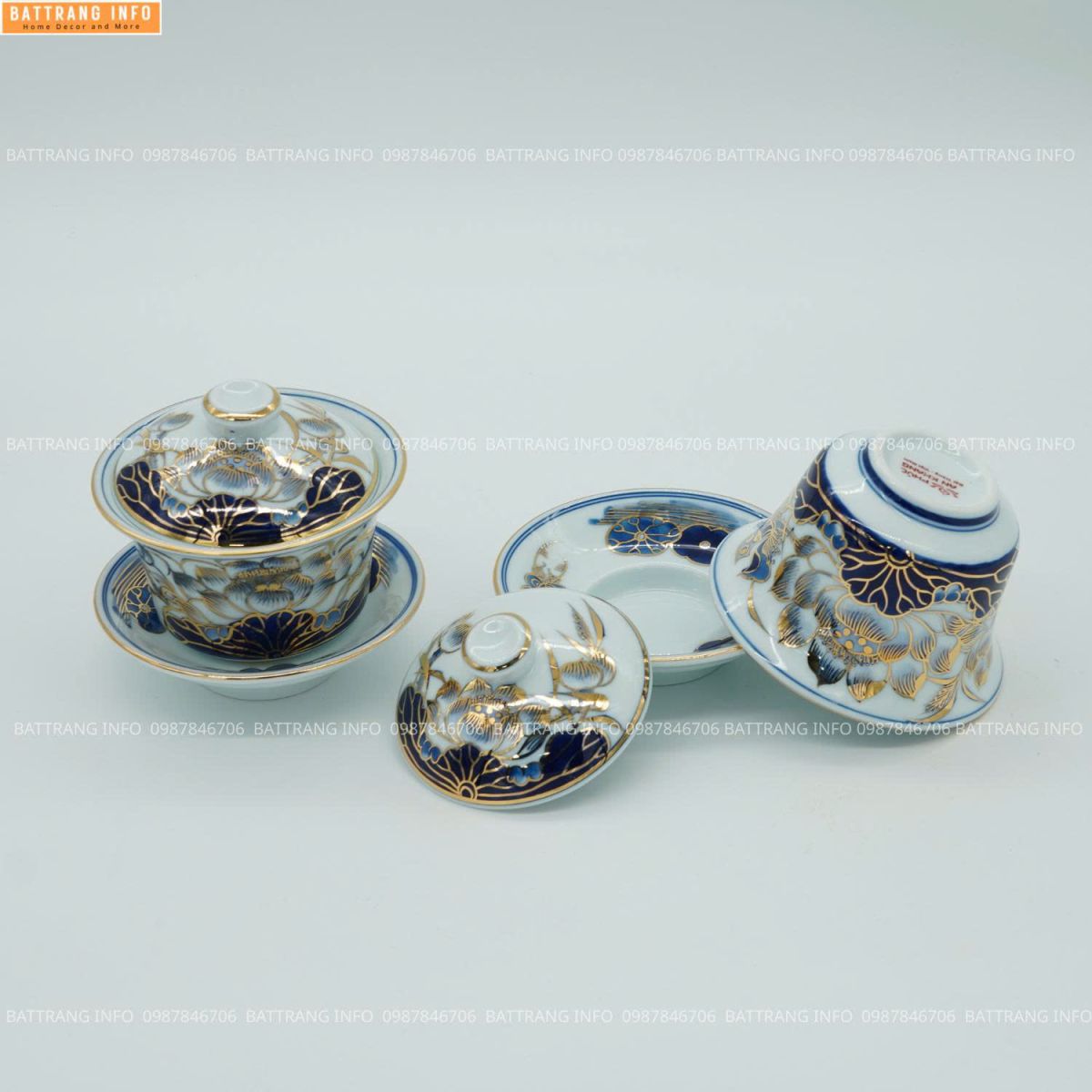 Ý Nghĩa Của Bát Sâm Men Lam Vẽ Vàng 24K Cao Cấp Bát Tràng