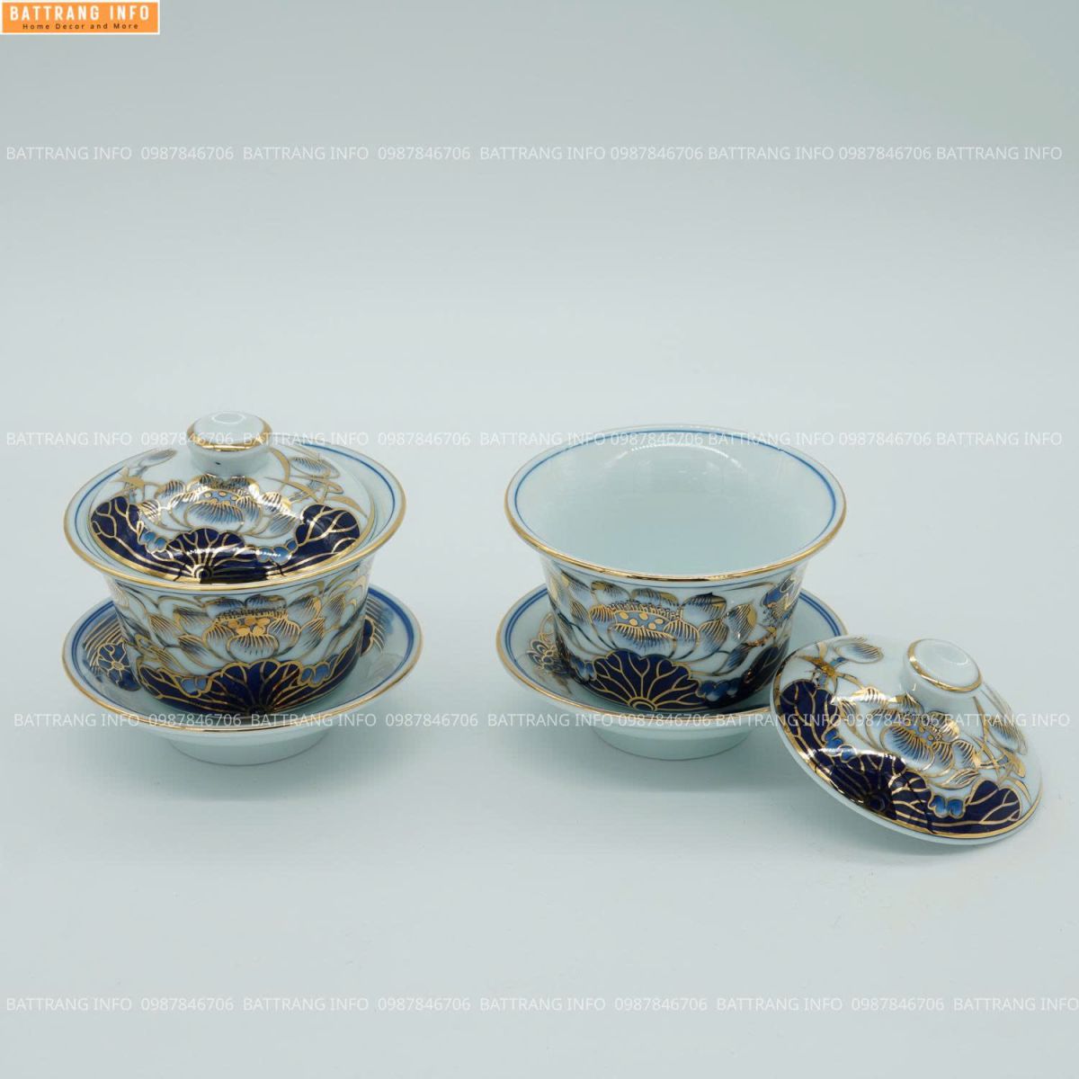 Ý Nghĩa Của Bát Sâm Men Lam Vẽ Vàng 24K Cao Cấp Bát Tràng 2