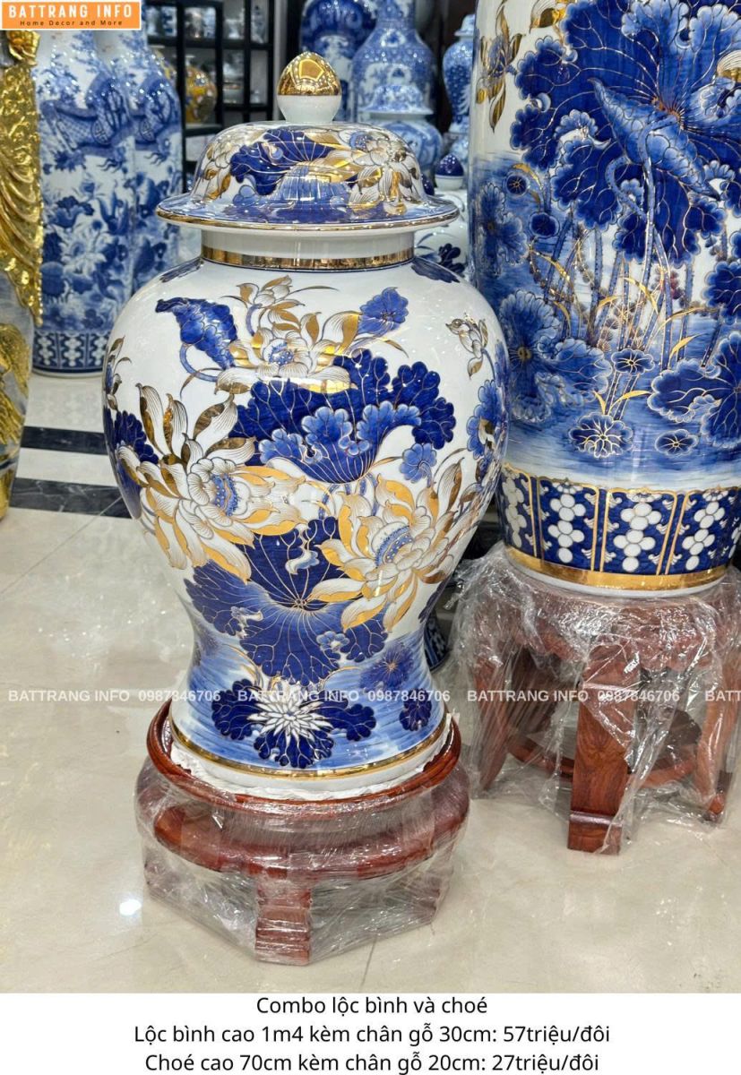 Choé Sen Phú Quý Vẽ Vàng 24K Cao Cấp Bát Tràng