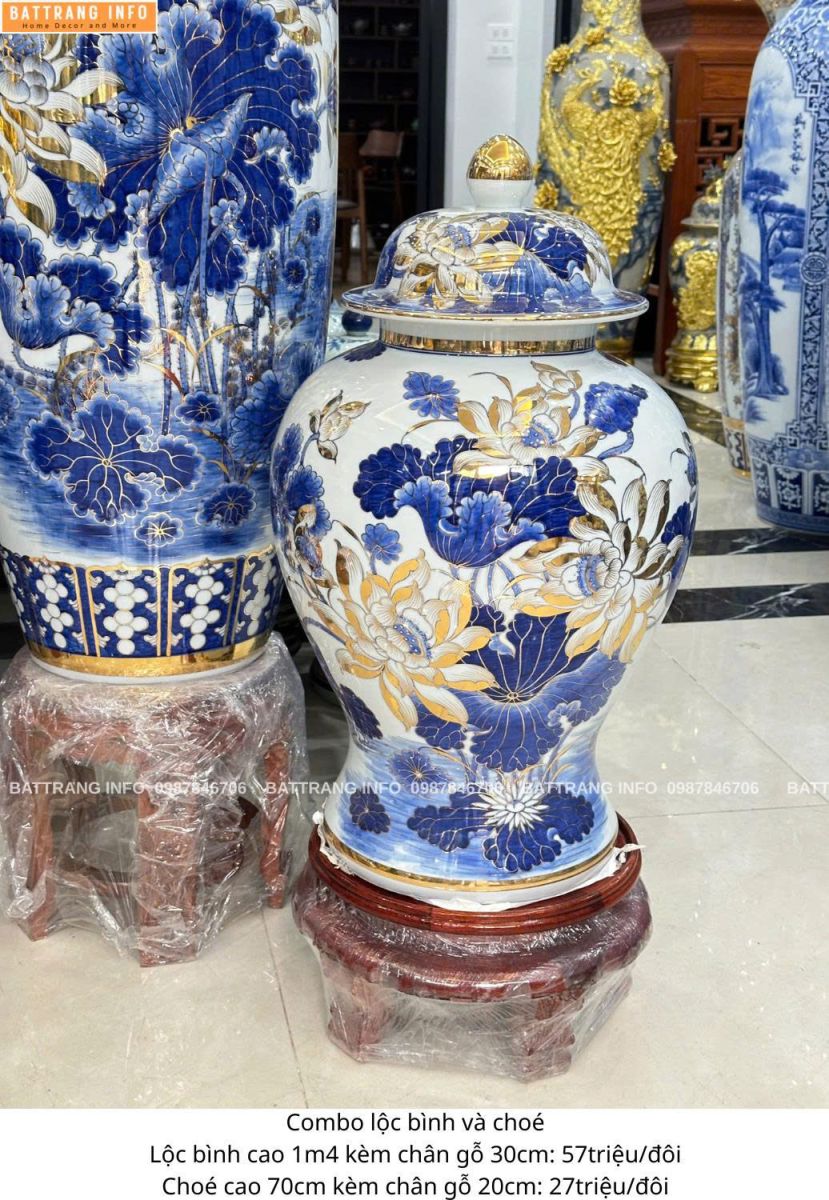 Choé Sen Phú Quý Vẽ Vàng 24K Cao Cấp Bát Tràng 2