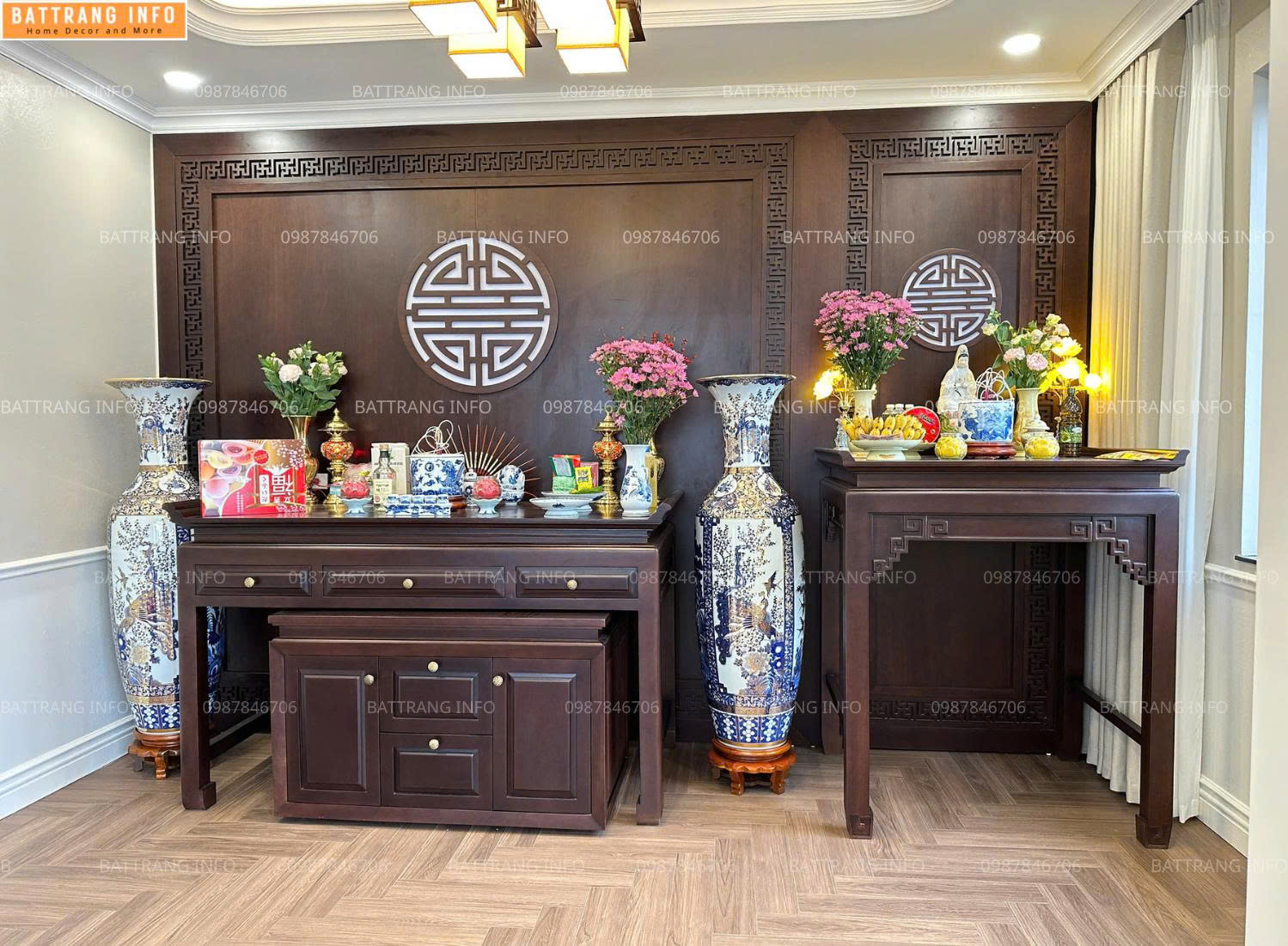 Lộc Bình Tứ Cảnh Khử Cao Cấp Bát Tràng Vẽ Vàng Cao 1m6  Cả Đế – Tuyệt Tác Phong Thủy Tại Tư Gia