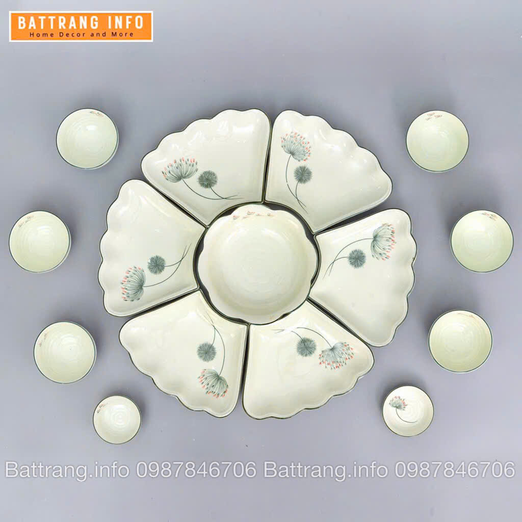 Sét Bát Đĩa Hoa Mặt Trời – Mâm Cơm Cúng Rằm Tháng Giêng Cao Cấp Bát Tràng