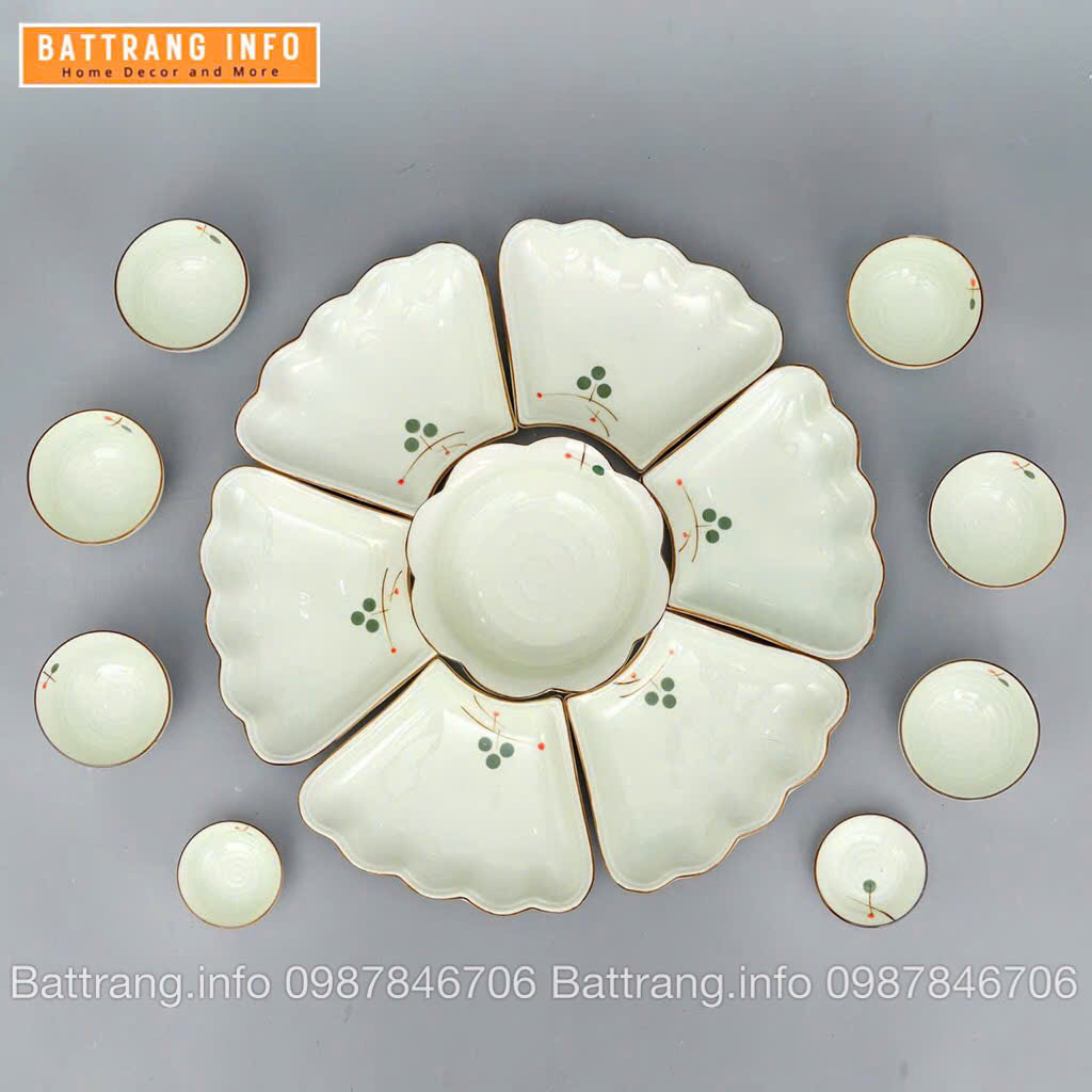 Sét Bát Đĩa Hoa Mặt Trời – Mâm Cơm Cúng Rằm Tháng Giêng Cao Cấp Bát Tràng