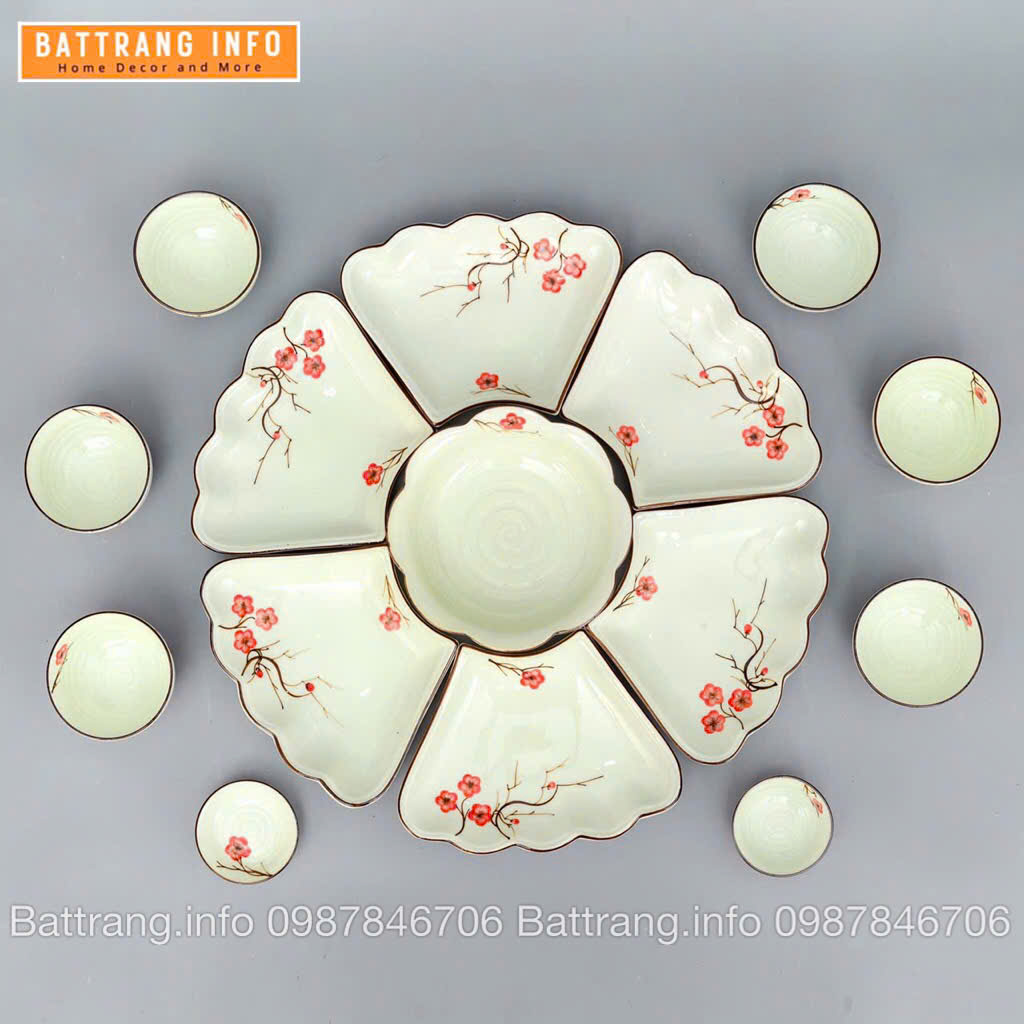 Sét Bát Đĩa Hoa Mặt Trời – Mâm Cơm Cúng Rằm Tháng Giêng Cao Cấp Bát Tràng