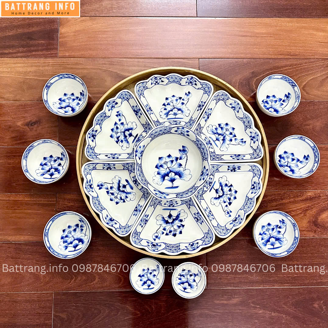 Sét Bát Đĩa Hoa Mặt Trời – Mâm Cơm Cúng Rằm Tháng Giêng Cao Cấp Bát Tràng