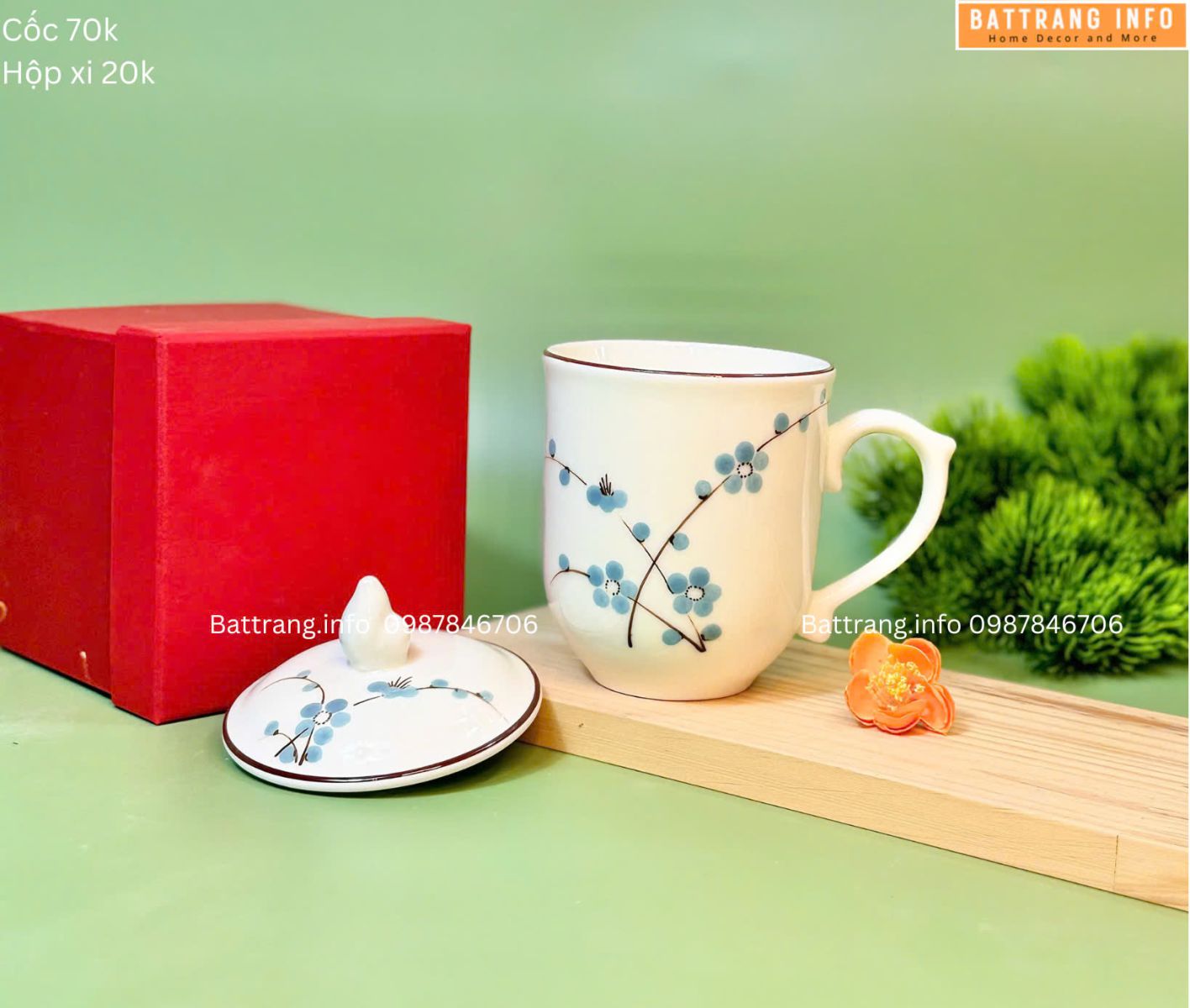 Cốc Nắp Vẽ Hoa Cao Cấp Bát Tràng 2