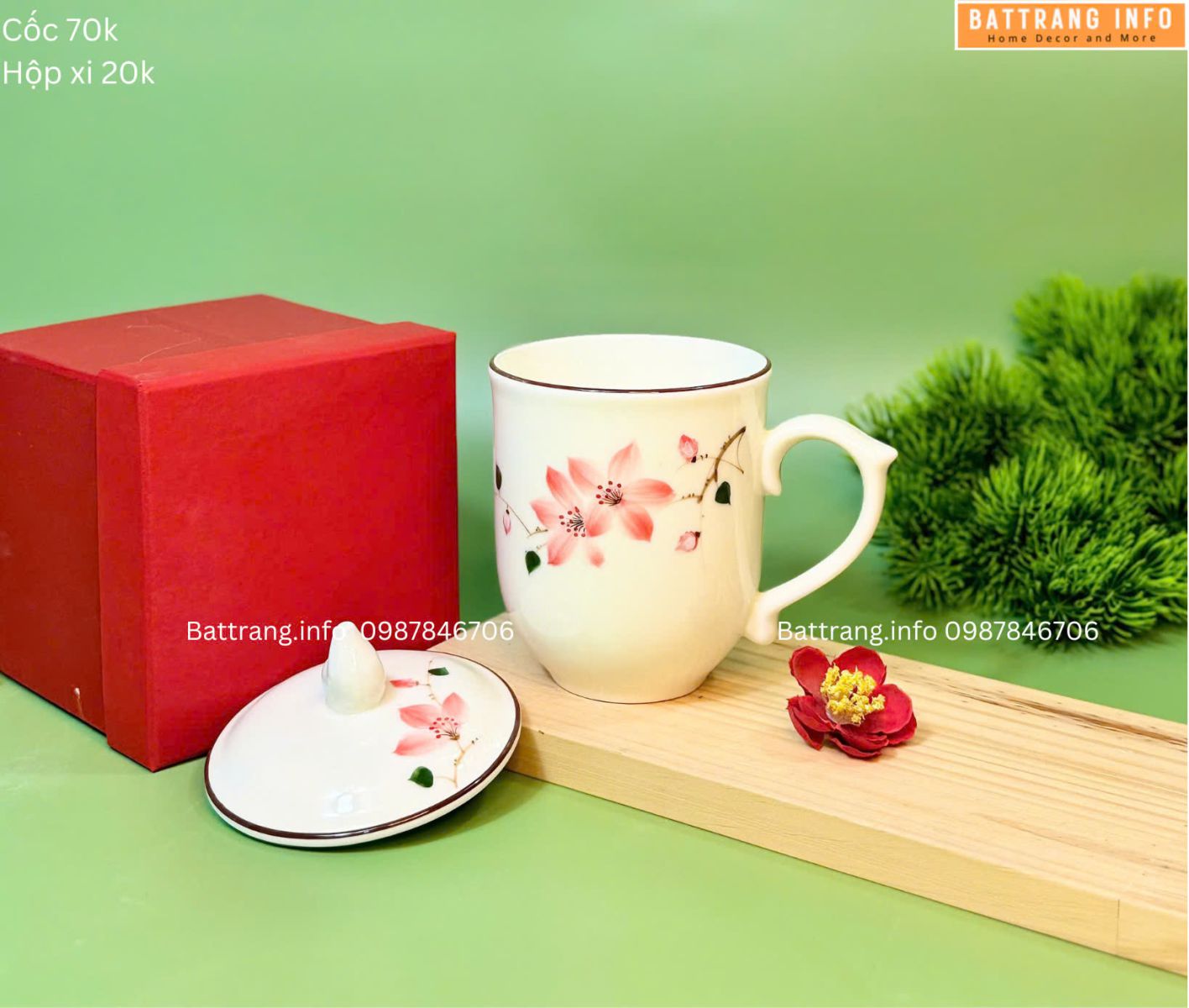 Cốc Nắp Vẽ Hoa Cao Cấp Bát Tràng 2