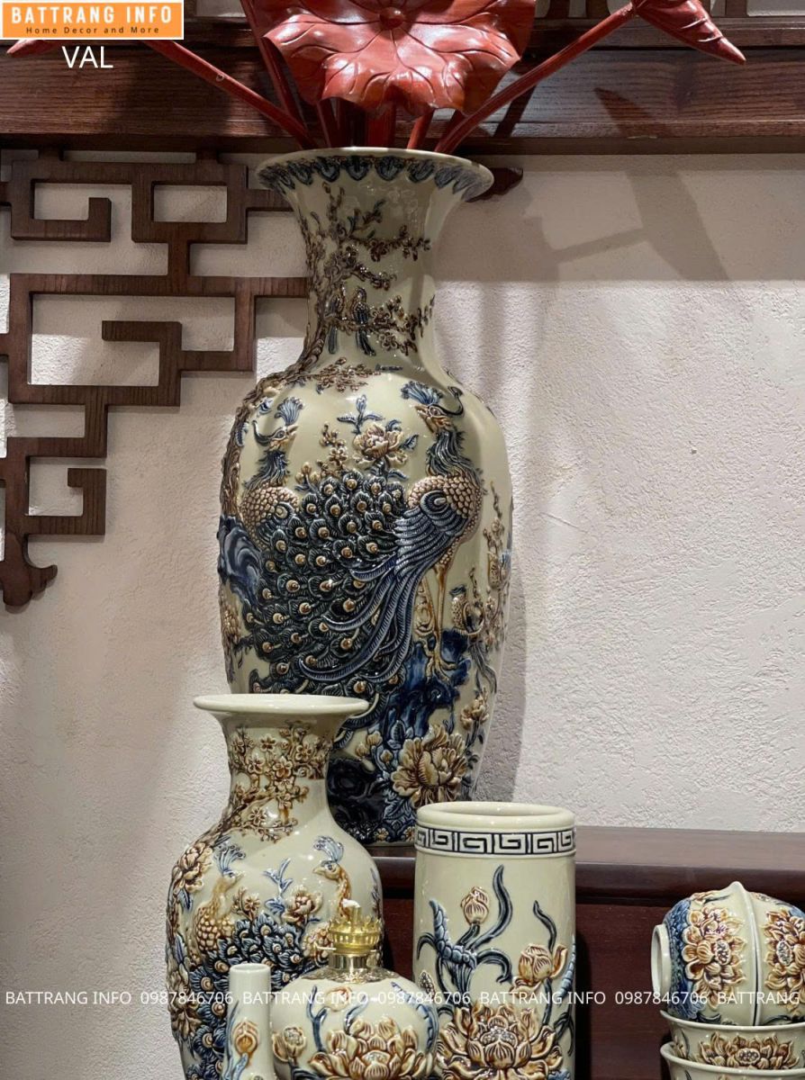 Bộ Đồ Thờ Men Hoàng Thổ Cao Cấp Bát Tràng