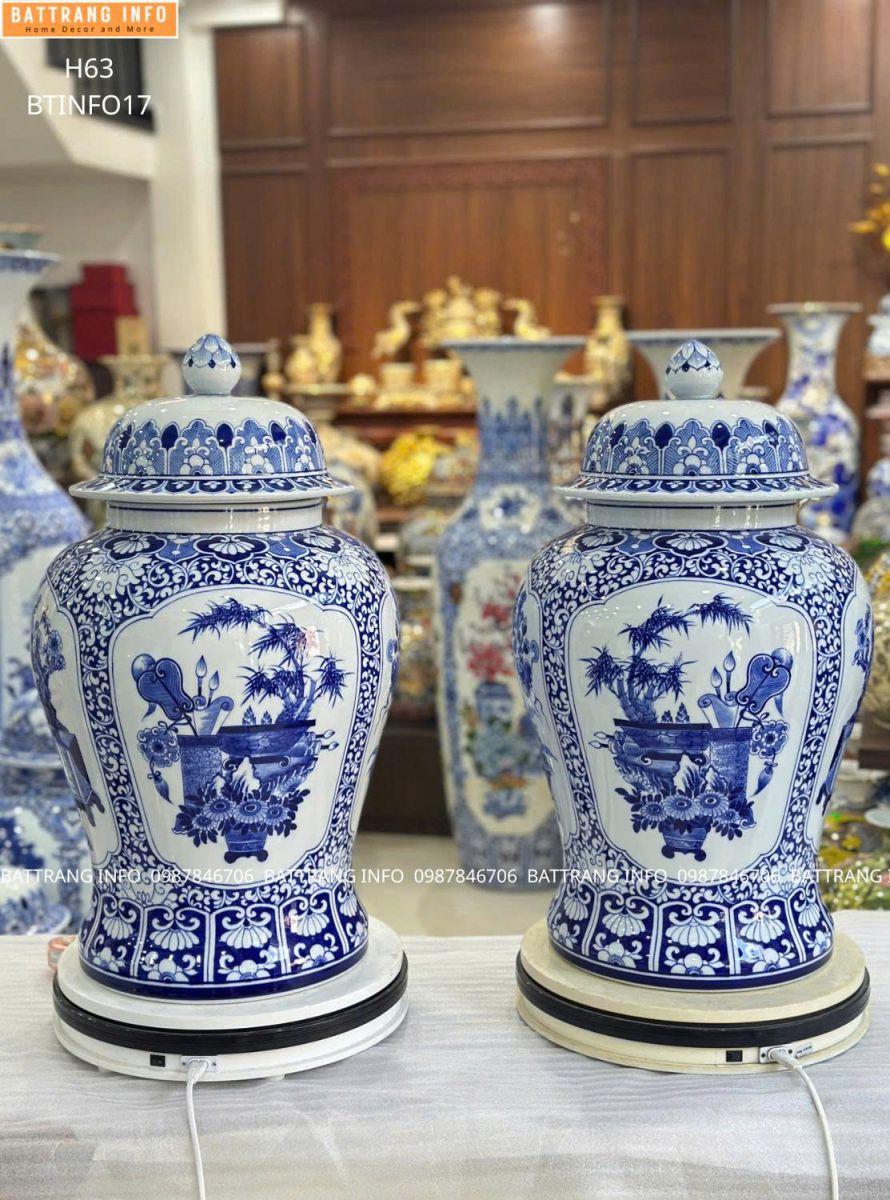 Mua Cặp Choé Tứ Cảnh Cổ Đồ Men Lam Vẽ Tay Cao 63cm Cao Cấp Bát Tràng Ở Đâu Giá Rẻ