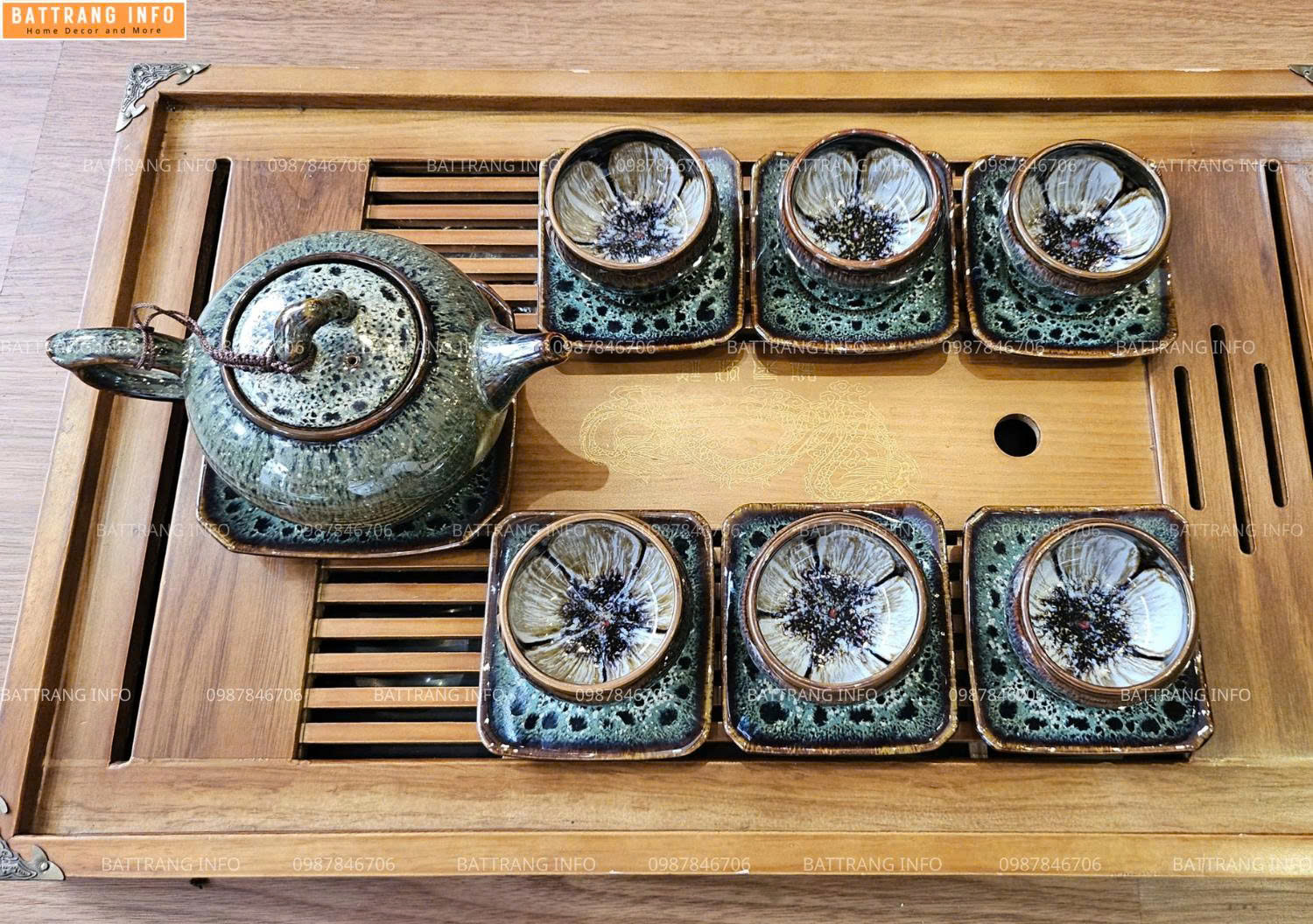 Bộ Ấm Chén Men Hỏa Biến Cao Cấp Bát Tràng 2