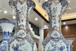 Lộc Bình Tứ Quý Men Lam Khử Vẽ Vàng 24K Cao 1m63 Cả Đế