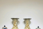 Combo Lộc Bình Cao 1m55 và Choé Cao 63cm Công Danh Phú Quý Men Rạn Đắp Nổi Cao Cấp Bát Tràng